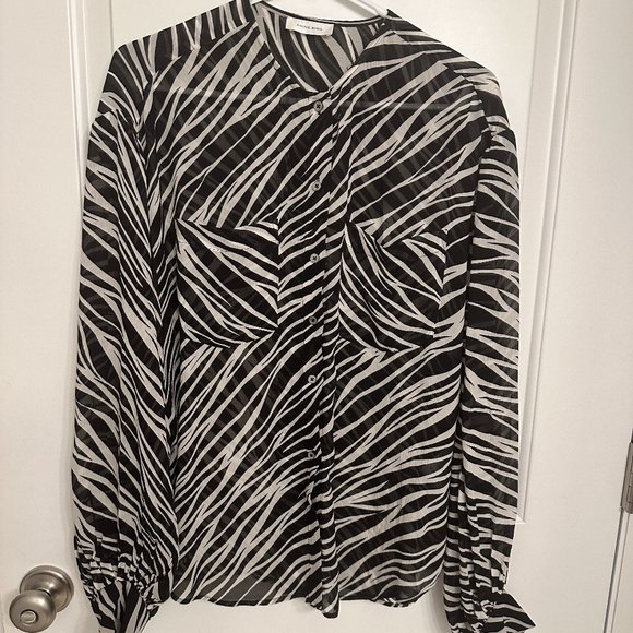 ANINE BING ZEBRA SILK BLOUSE - Picture 2 of 3